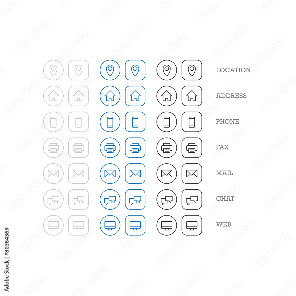 Flat multipurpose business card icon set of web icons for busine