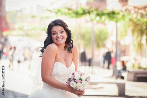 bride in park