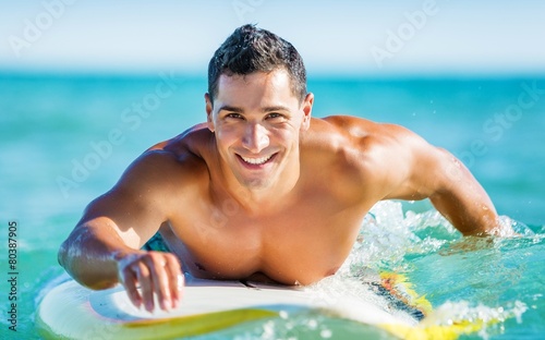 Quadro su tela Bodyboard. Father and son surfing on boogie boards