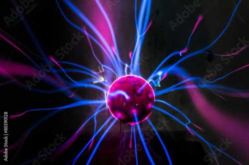 Plasma ball  with magenta-blue  photo