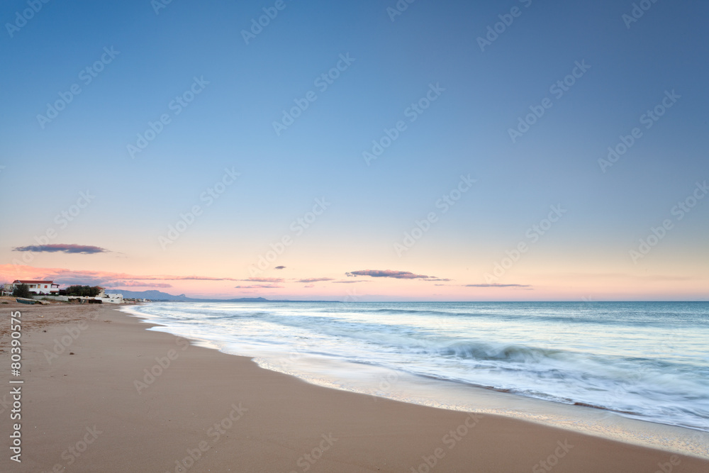 Pastel colors at sunset on a sicilian beach