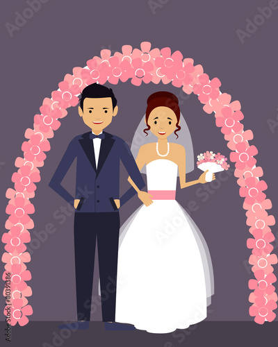 Wedding. Happy groom and bride