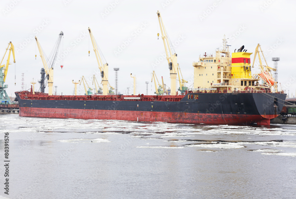 the ship is a bulk carrier at berth