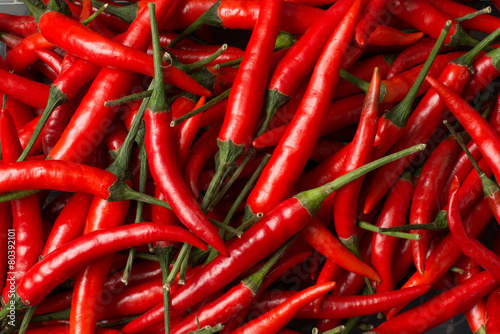 Close-up view of red chillies