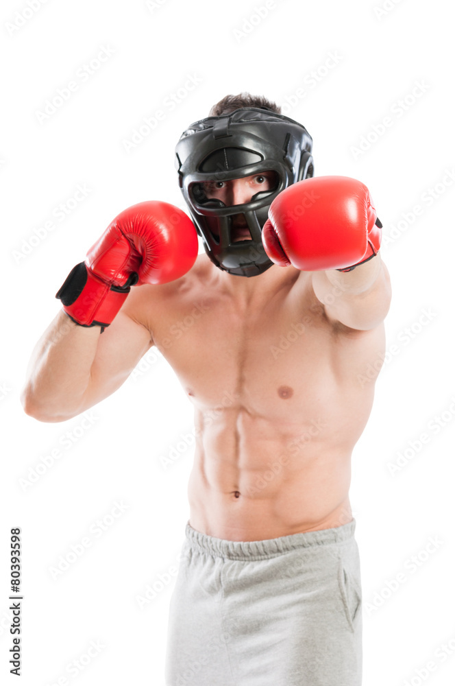 Boxer in fighting position