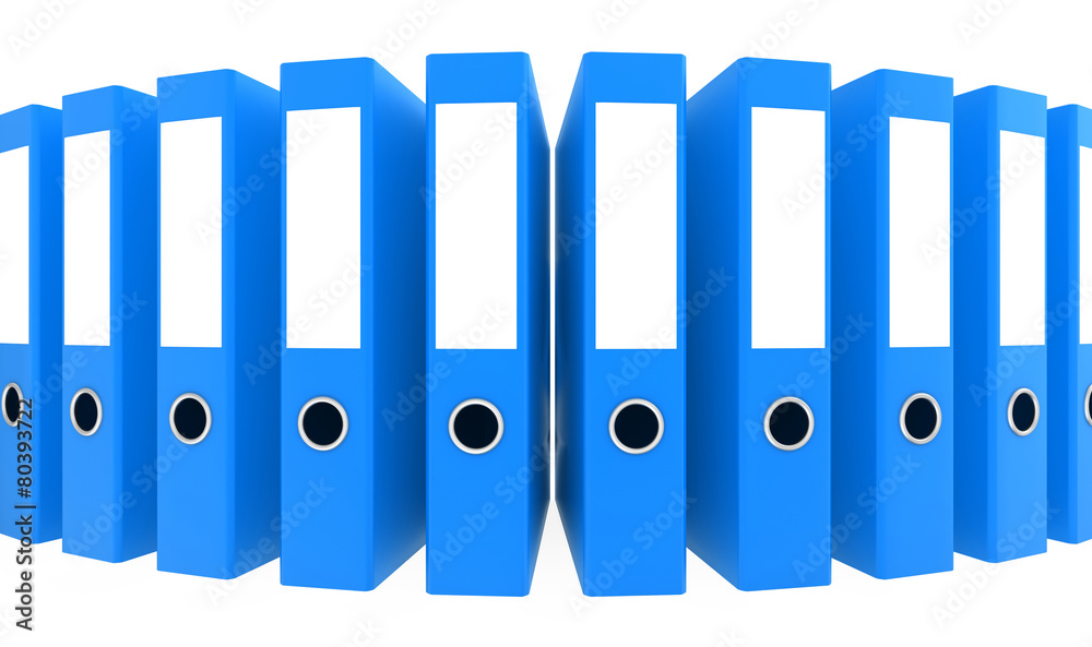 Office blue blank folders. 3d render illustration Office blue blank folders. 3d render illustration