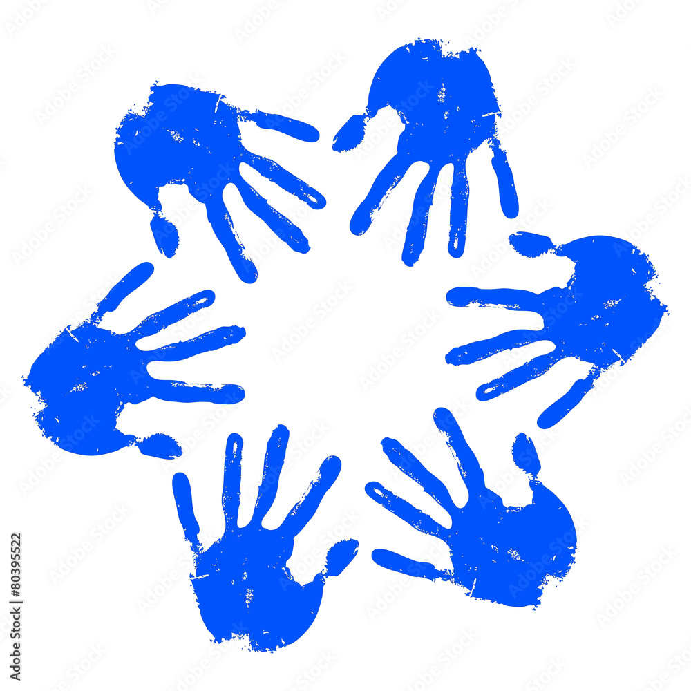 Fototapeta premium Conceptual children painted hand print isolated