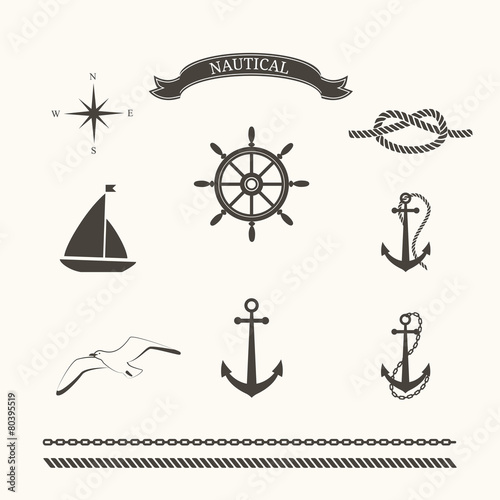 Vector set of nautical elements photo