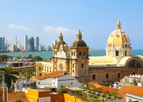 Historic center of Cartagena, Colombia with the Caribbean Sea photo