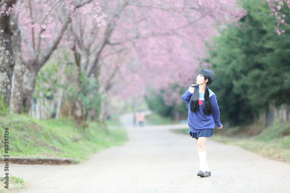 asian schoolgirl with nature