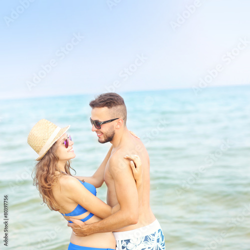 Romantic couple having fun at the beach