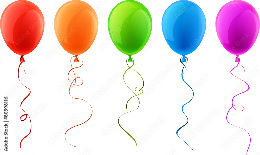 Set of realistic celebration balloons. - obrazy, fototapety, plakaty 