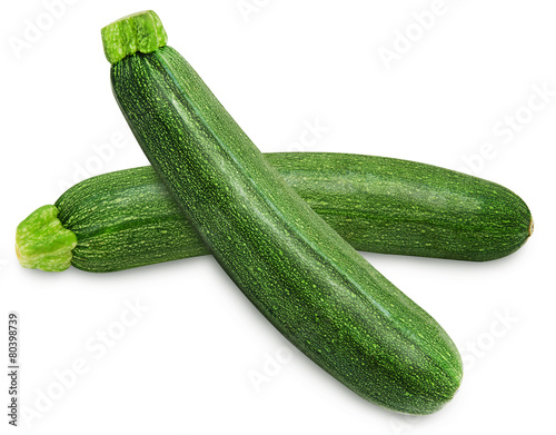 Fresh two zucchini isolated on a white background
