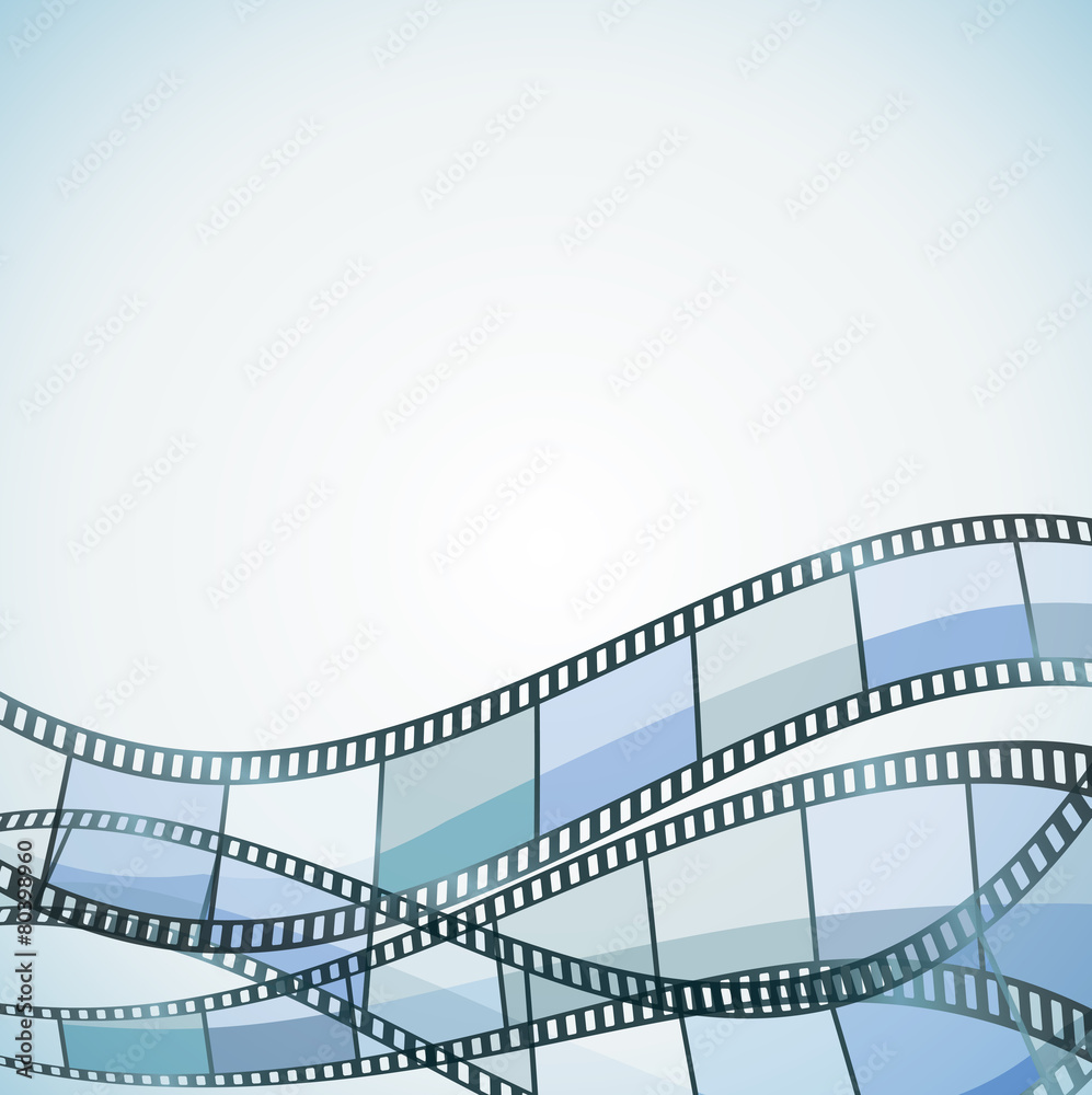 blue cinema background with color filmstrip