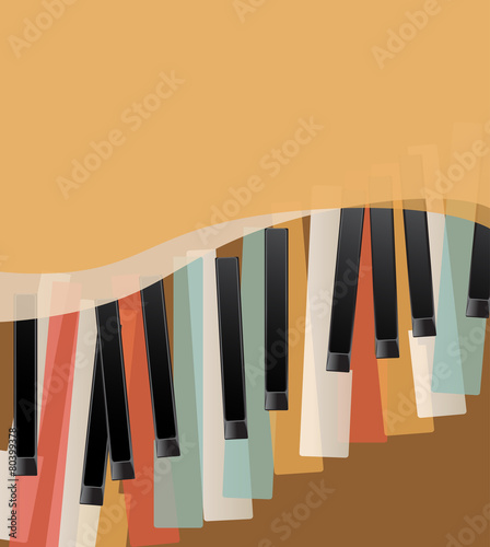 piano keys retro orange background with space for text photo