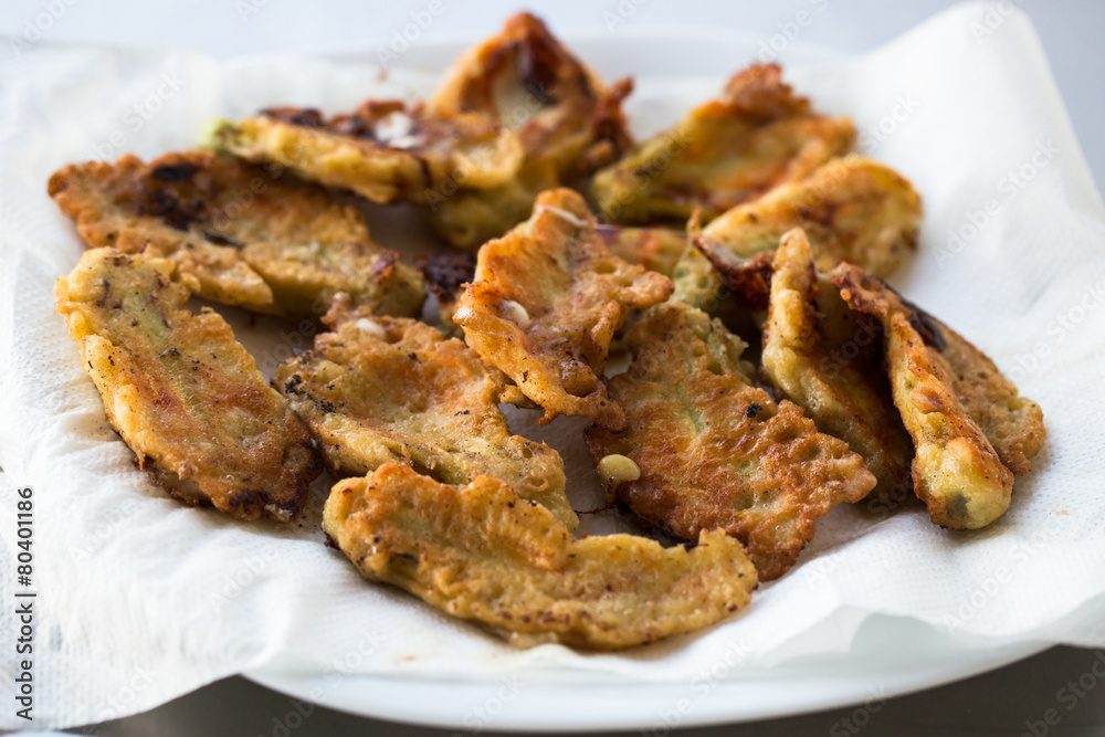 Fried zucchini flowers stuffed with cheese Fried zucchini flowers stuffed with cheese