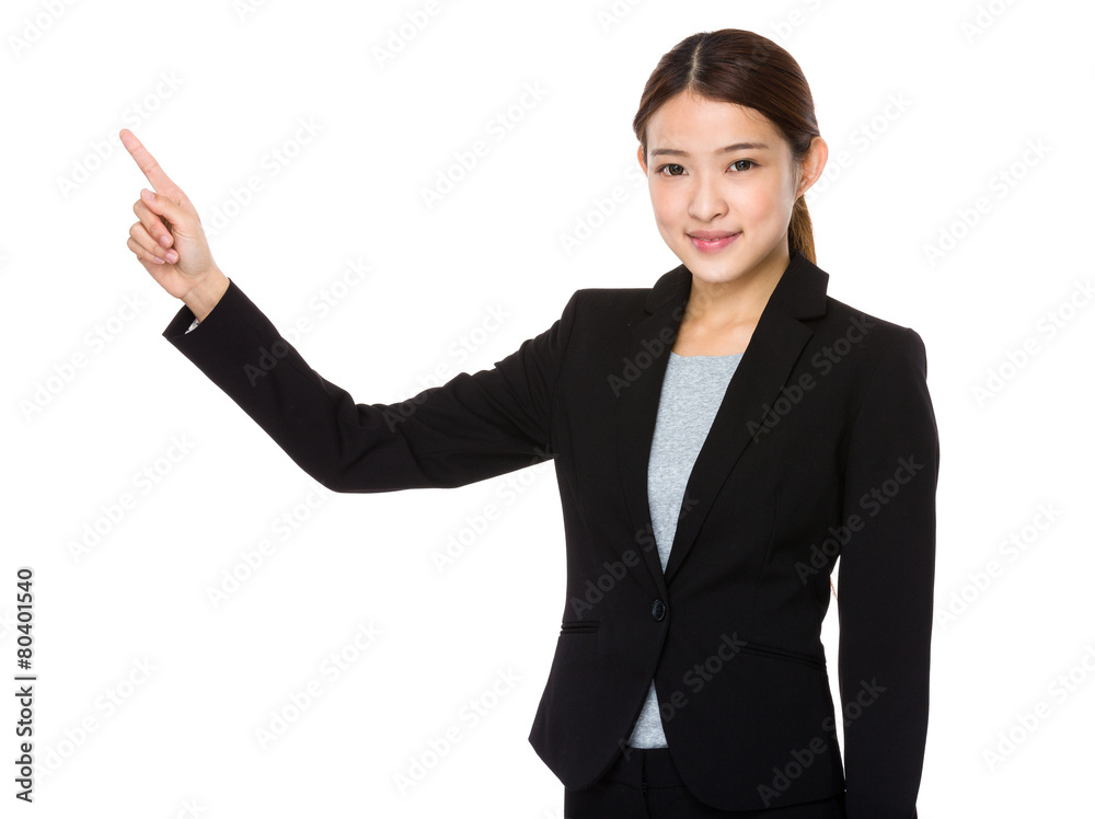 Asian corporate officer with finger point out Asian corporate officer with finger point out