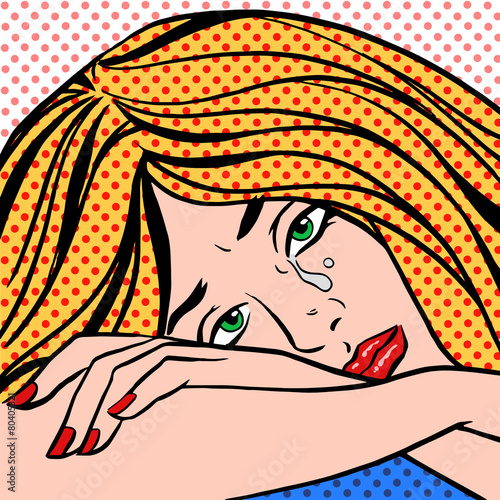 girl crying Pop art vintage comic