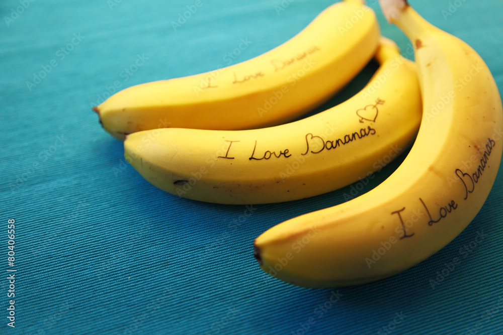 Image of banana with calligraphy I Love Bananas Image of banana with calligraphy I Love Bananas