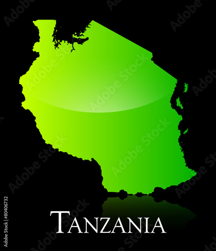 Tanzania green shiny map