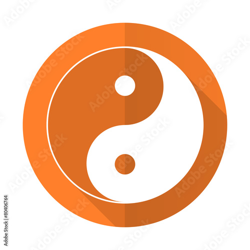 ying yang orange flat icon