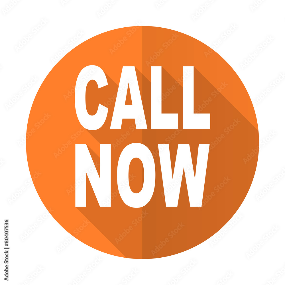 Fototapeta premium call now orange flat icon