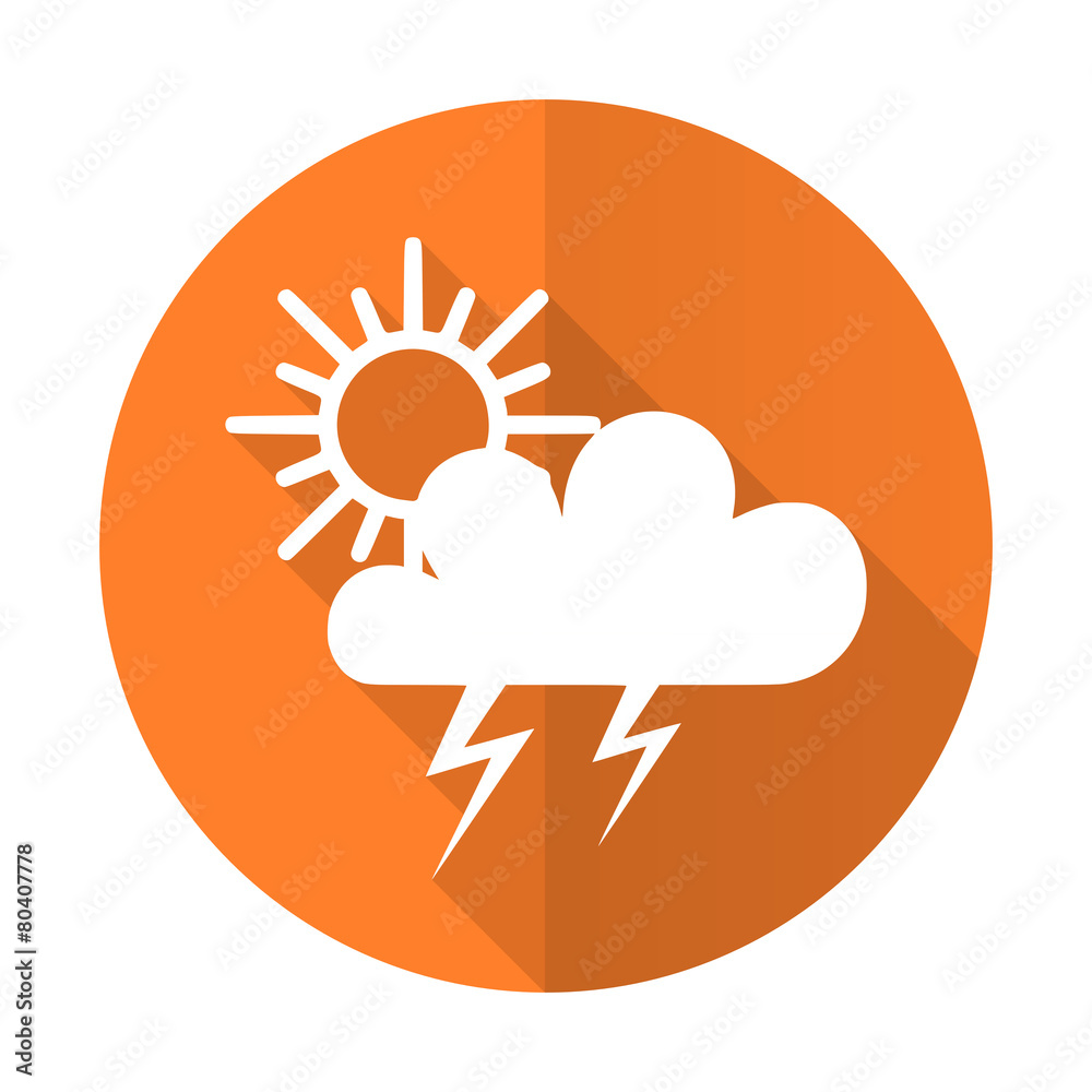 storm orange flat icon waether forecast sign storm orange flat icon waether forecast sign