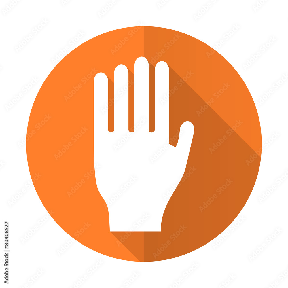 stop orange flat icon hand sign stop orange flat icon hand sign