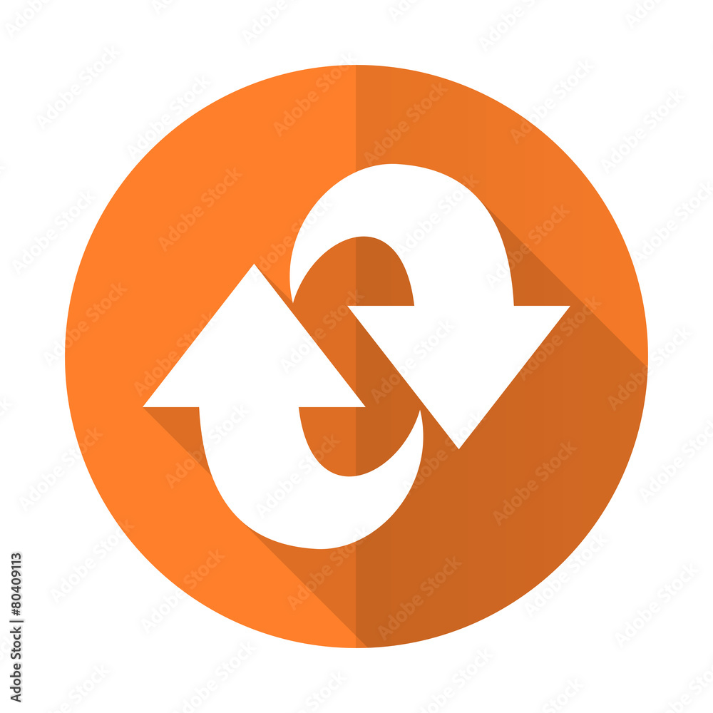 rotation orange flat icon refresh sign