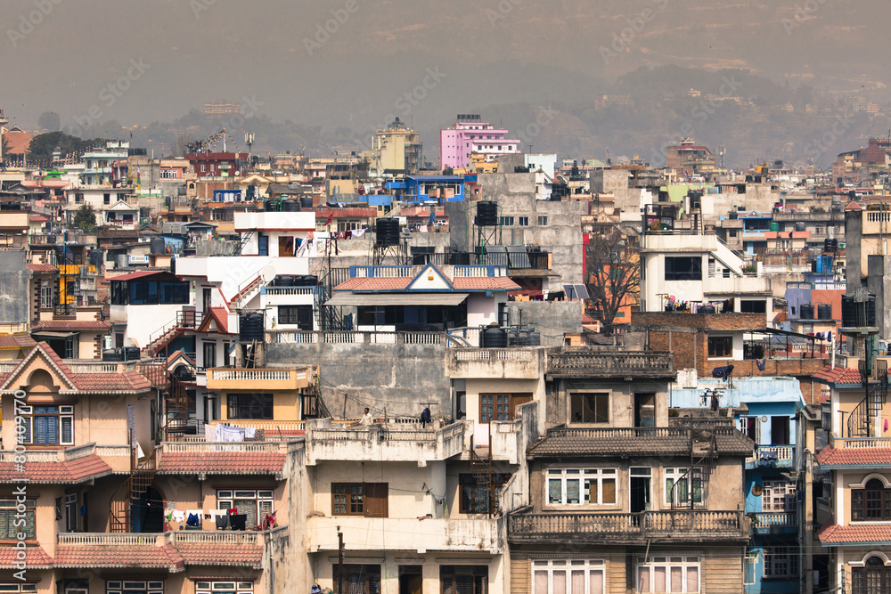 Mountain and view of city Kathmandu in Nepal