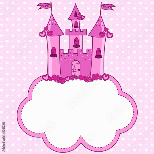 Pink castle for a princess on a cloud