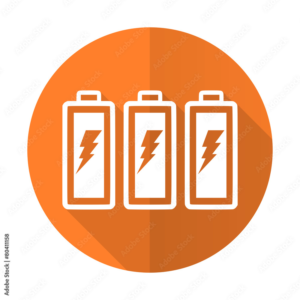 battery orange flat icon power sign