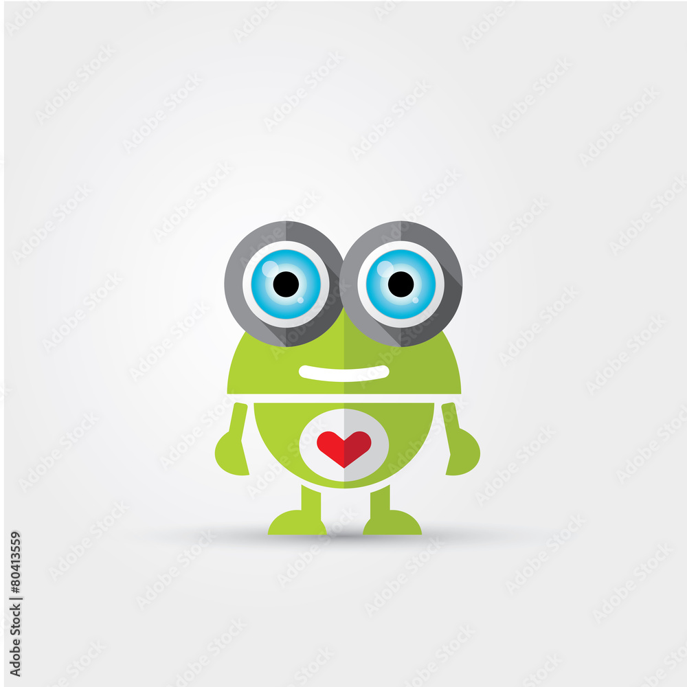 Cartoon Character Cute green Robot Cartoon Character Cute green Robot