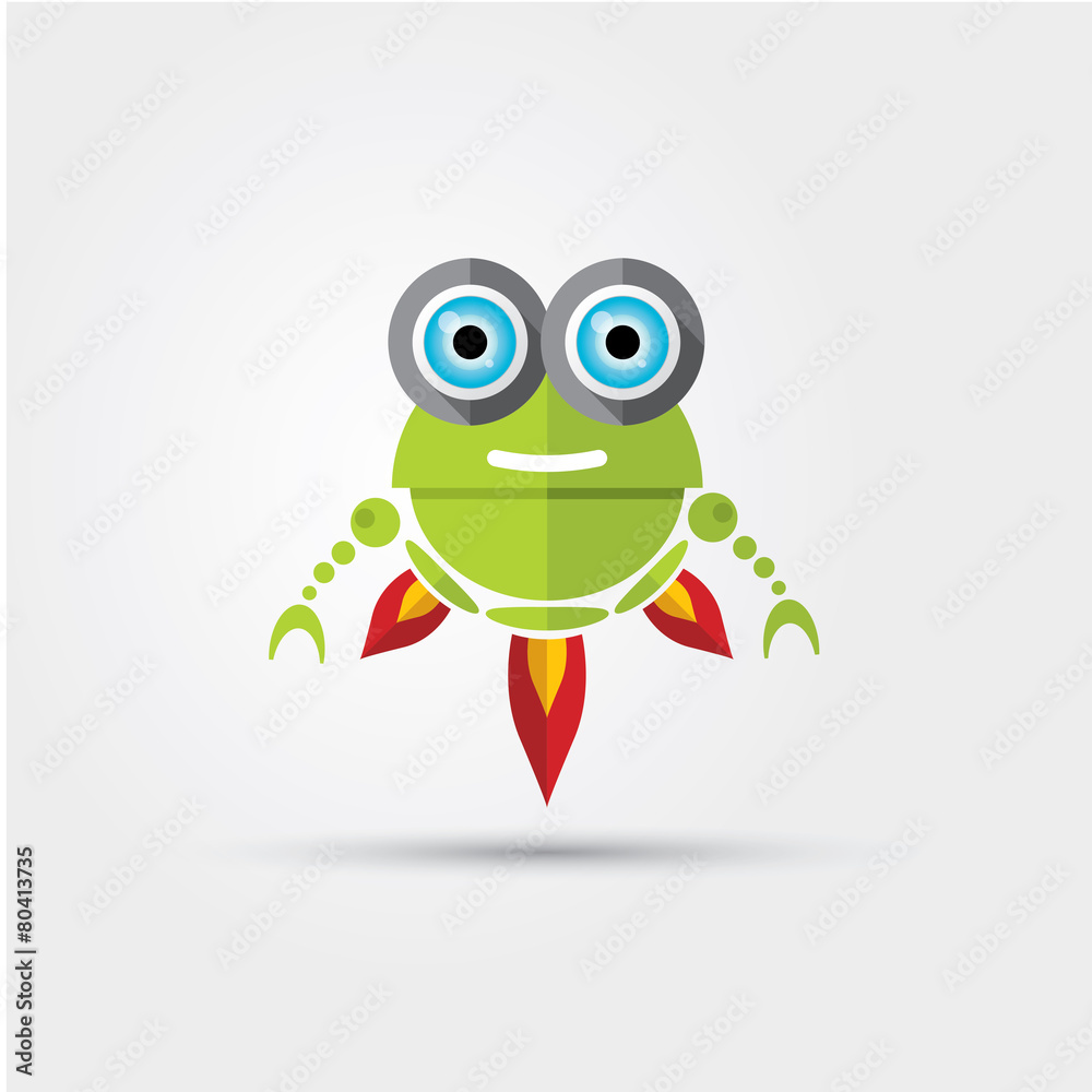 Cartoon Character Cute green Robot Cartoon Character Cute green Robot