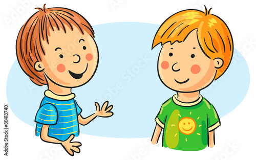 Two Cartoon Boys Talking