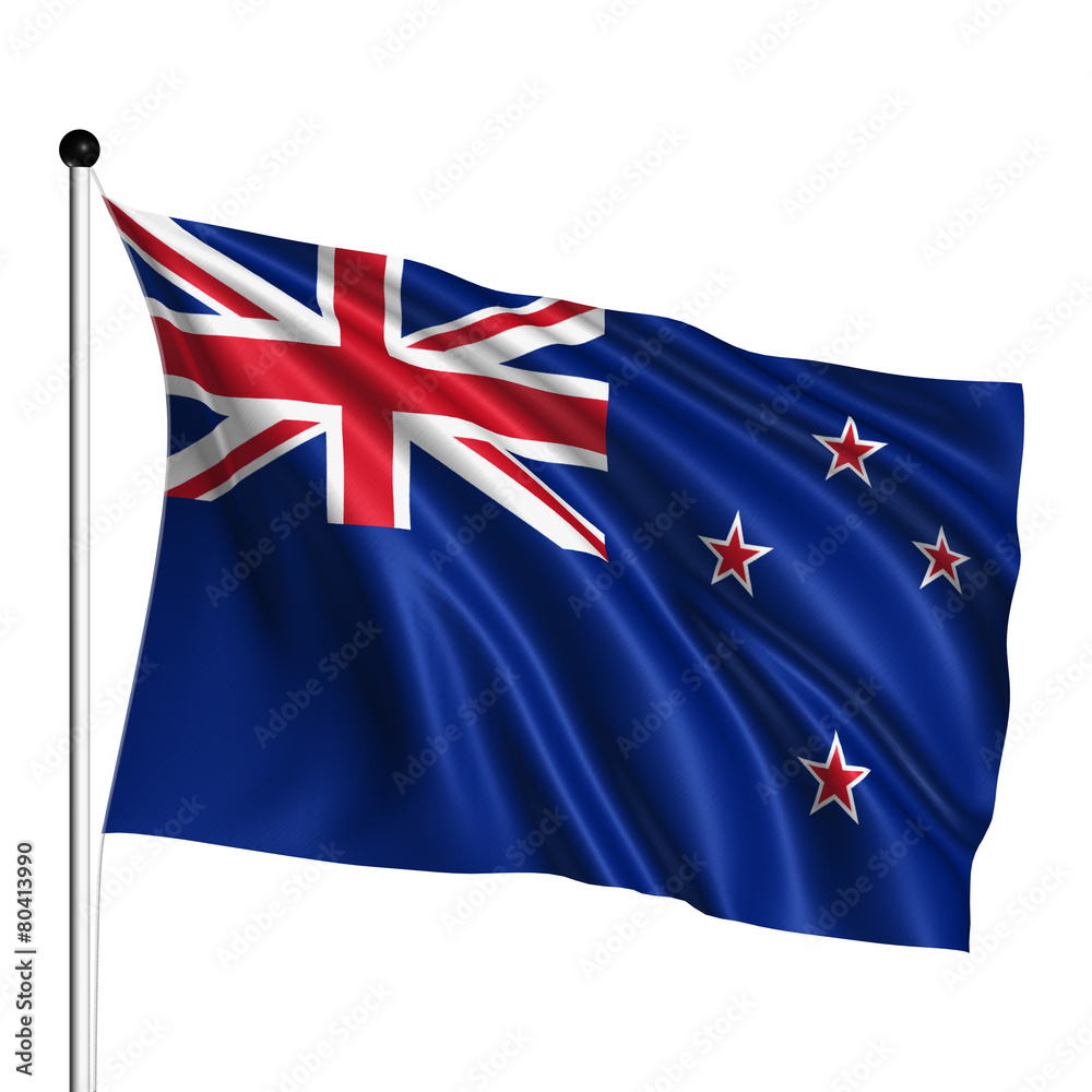 New Zealand flag with fabric structure on white background Stock ...