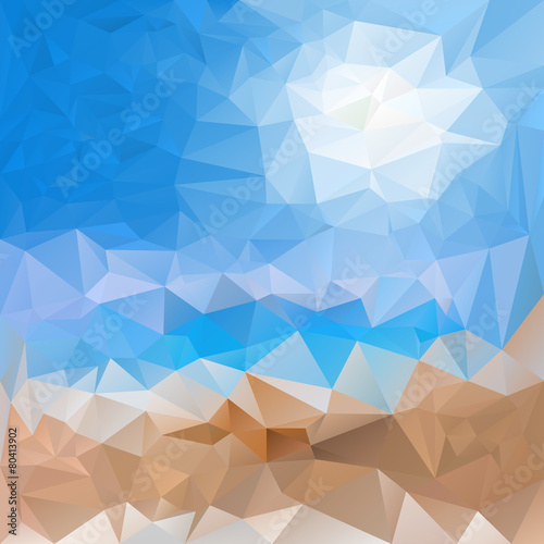 vector polygonal background triangular sea beach and sky colors