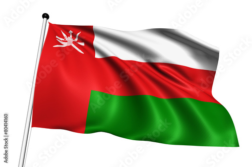 Oman flag with fabric structure on white background