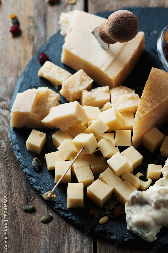 Fototapeta premium Various types of cheese on the table
