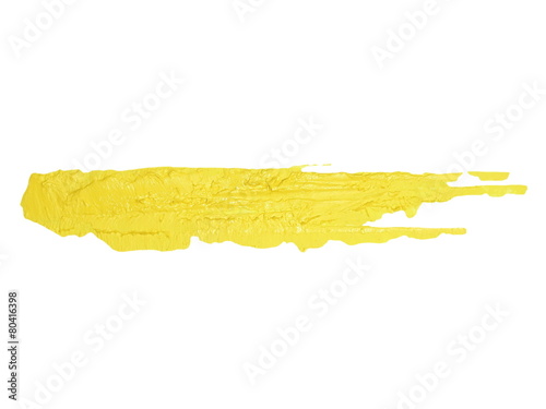 photo yellow grunge brush strokes oil paint isolated on white