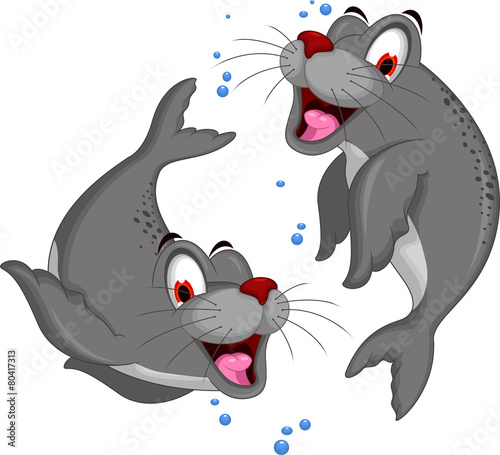 cute couple Seal cartoon