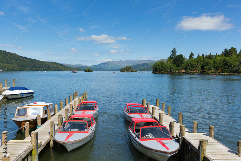 Windermere Lake District England uk pleasure boats in summer