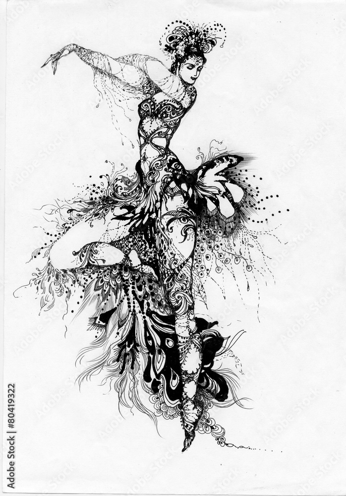 Watercolor woman illustration on white background Watercolor woman illustration on white background