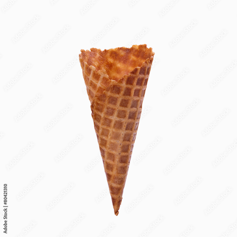 Empty sugar waffle cone isolated on white background Empty sugar waffle cone isolated on white background