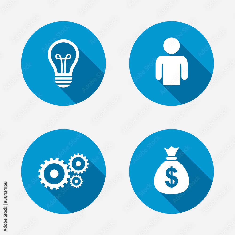 Business signs. Human and lamp bulb idea icons. Business signs. Human and lamp bulb idea icons.