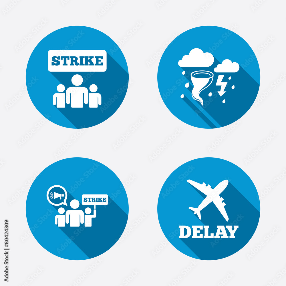 Strike icon. Storm weather and group of people. Strike icon. Storm weather and group of people.