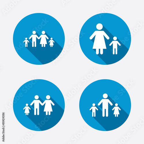 Family with two children sign. Parents and kids.
