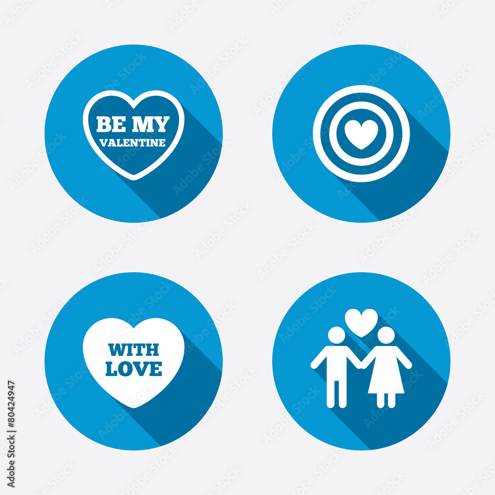 Valentine day love icons. Target aim with heart.