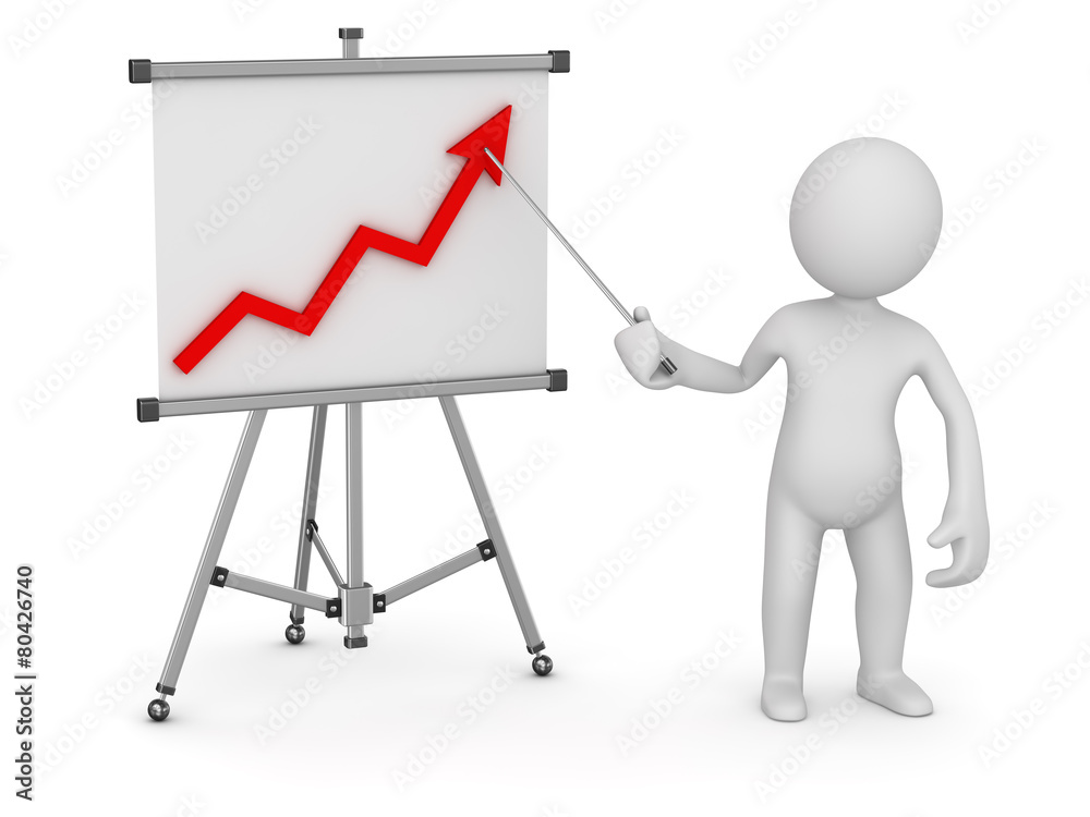 White man pointing business chart on whiteboard