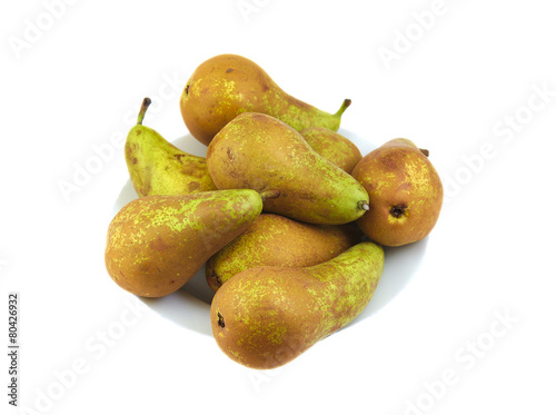 Small group of conference pears on a white background